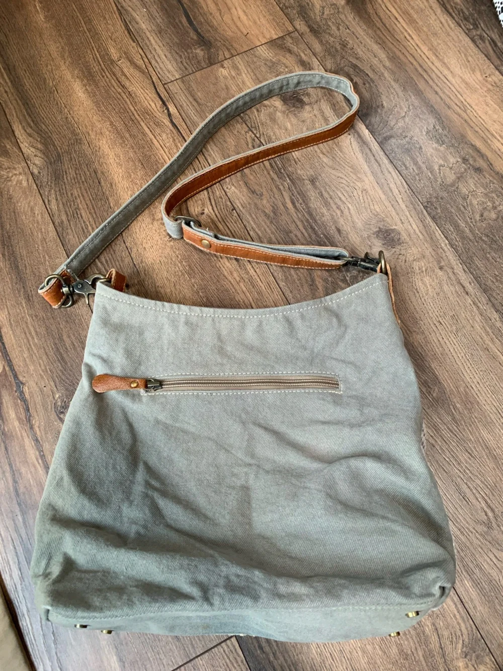 Myra Bag Brown Leather & Multicolor Woven Hobo